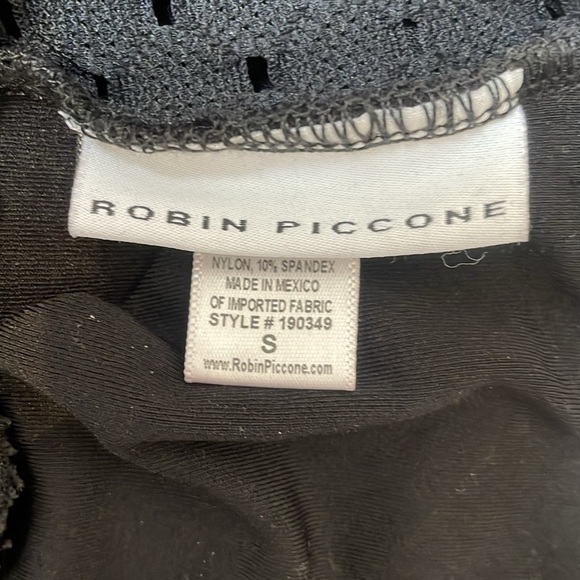 ROBIN PICCONE Chira Stretch Jersey Pant Jumpsuit Romper Small Black Lace CoverUp - Picture 9 of 12